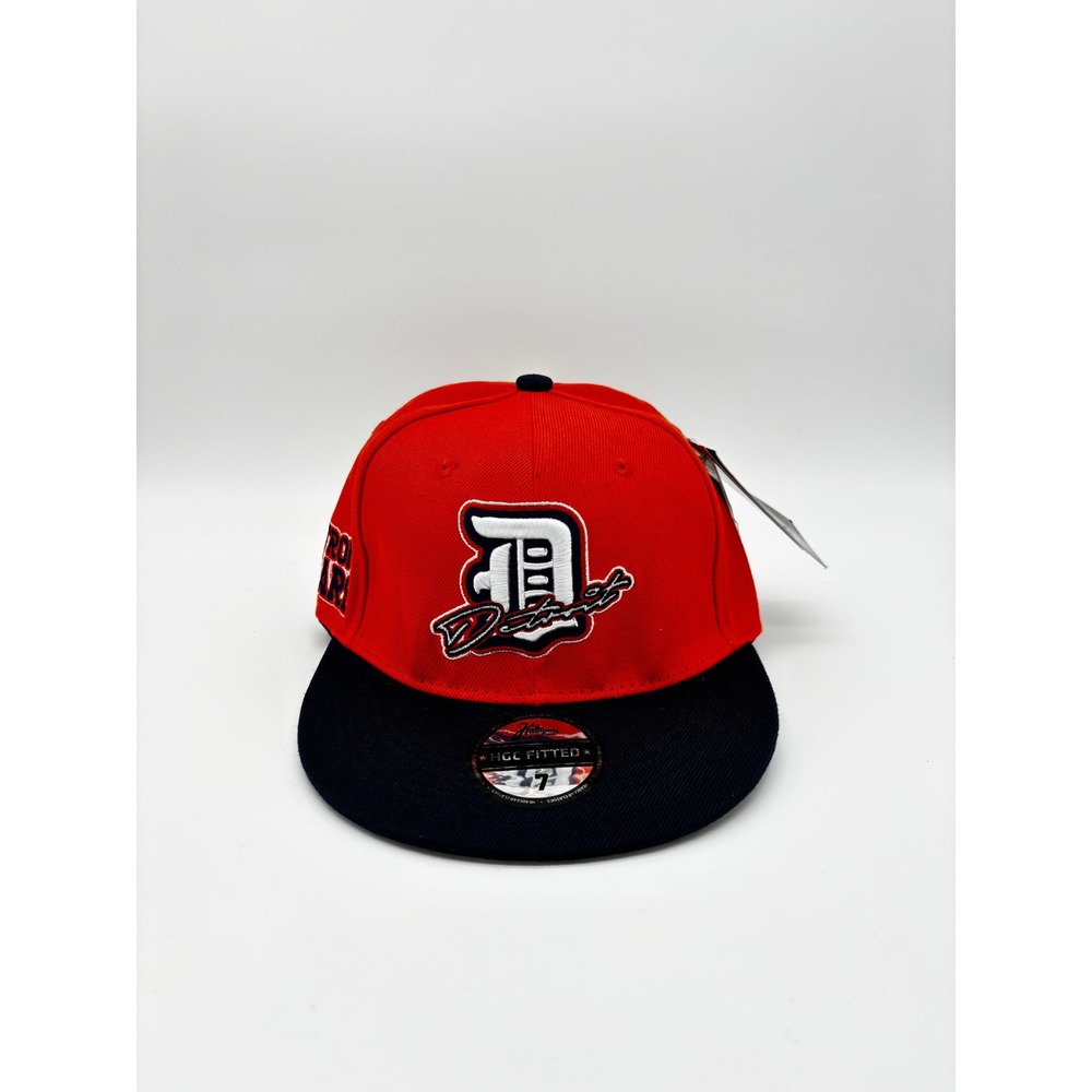Headgear Classics Detroit Stars Fitted Hat Orange Navy Blue Negro League Size 7